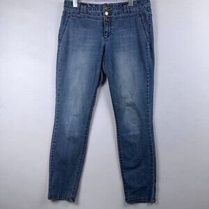 Miss Poured In Blue High Waist Skinny Jeans Womens Size 12 Button Fly Blue